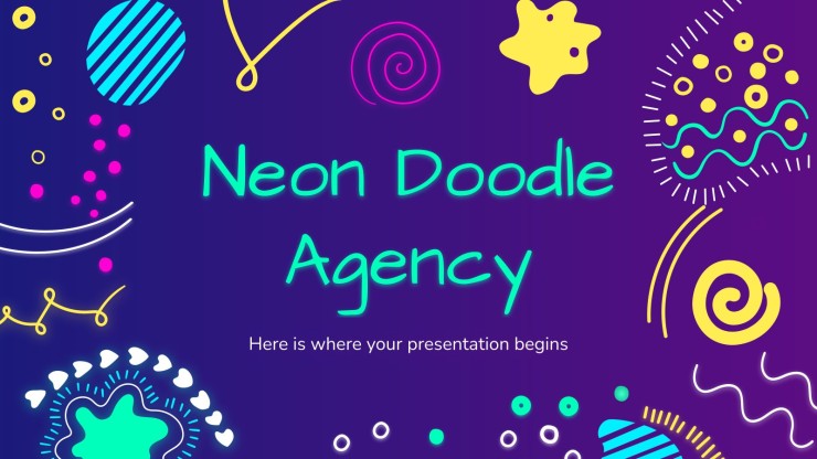 Neon Doodle Agency presentation template 