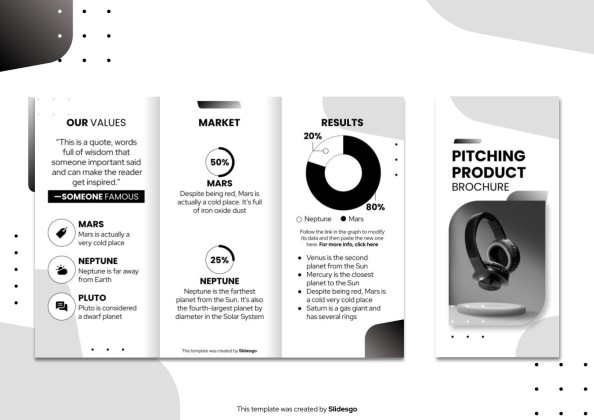 피칭 제품 브로셔 프레젠테이션 템플릿