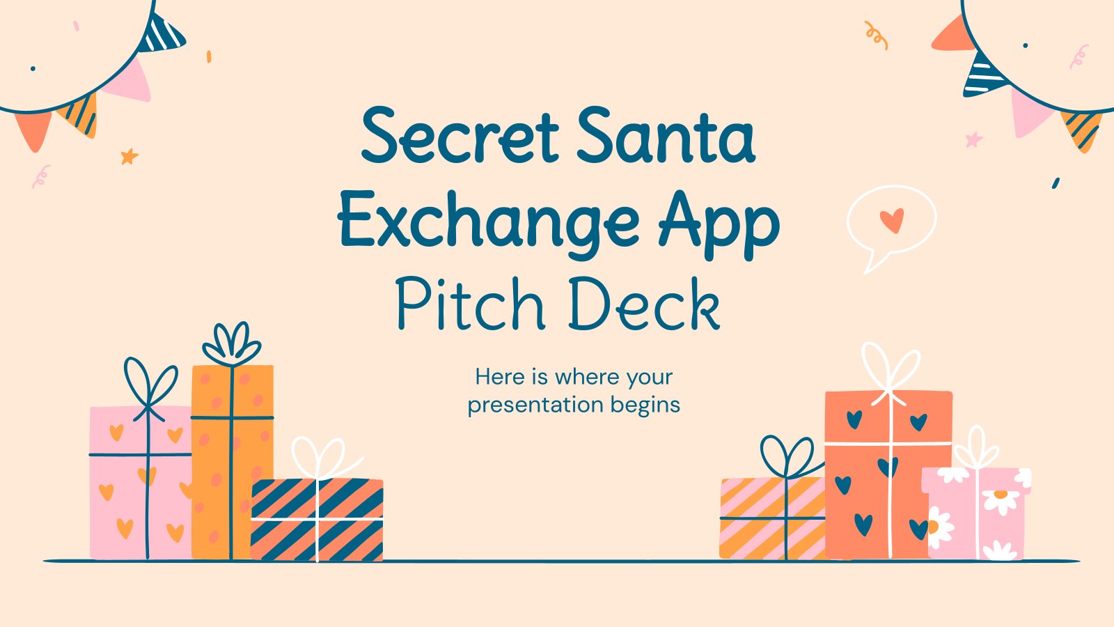 Plantilla de presentación Pitch deck de aplicación para el amigo invisible