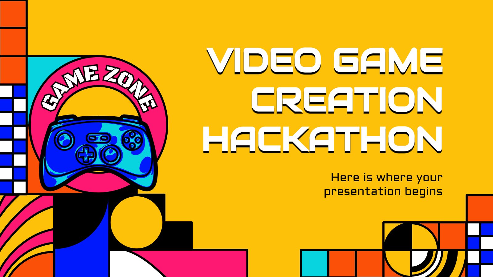 Hackathon zur Erstellung von Videospielen Präsentationsvorlage