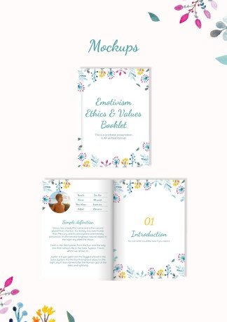 Watercolor Flowers Ethics & Values Booklet presentation template 