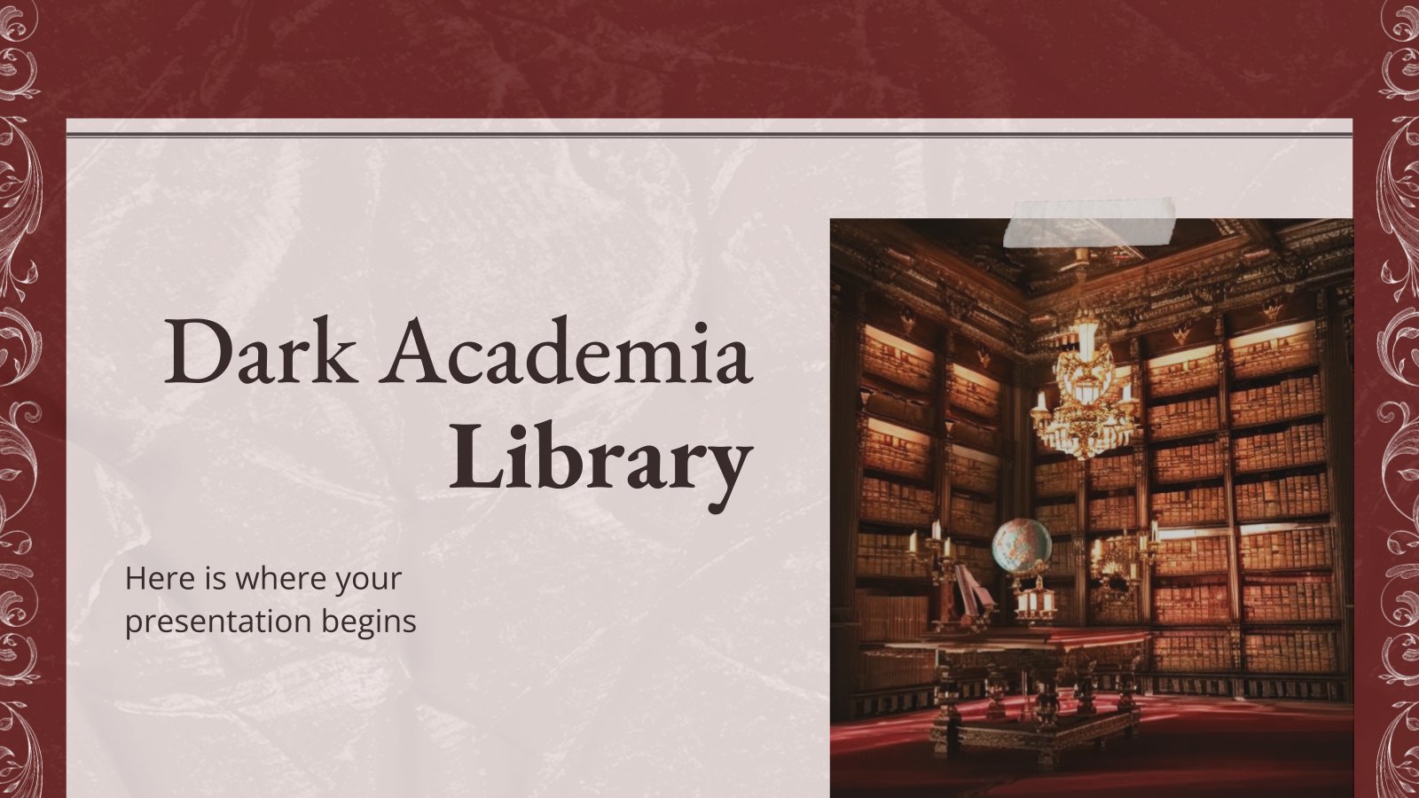 Dark Academia Library presentation template 