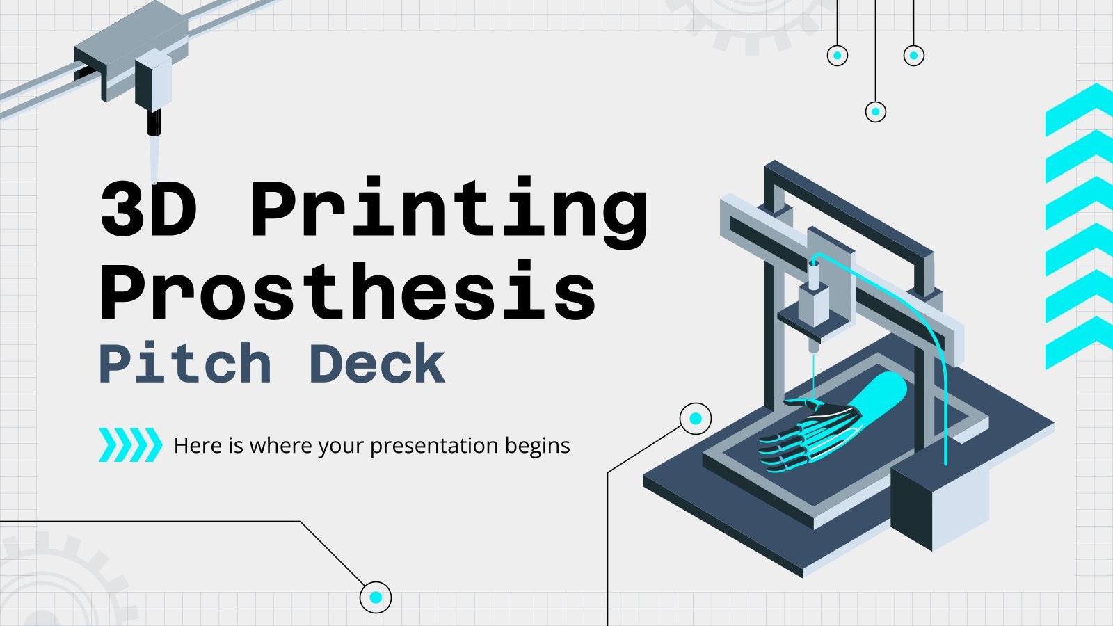 Plantilla de presentación Pitch deck de prótesis impresas en 3D