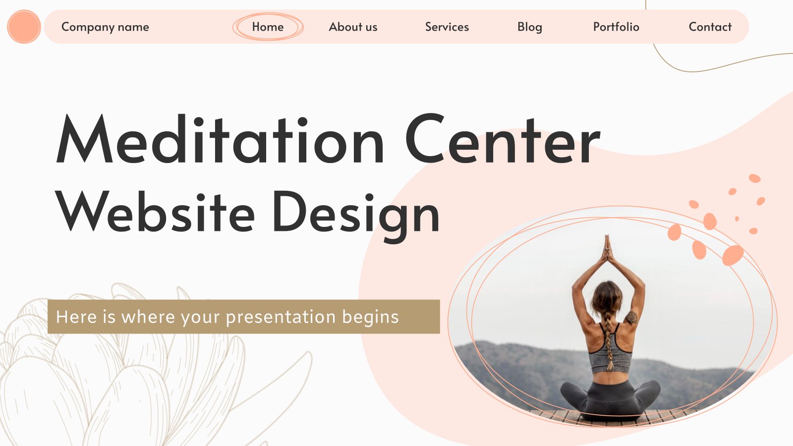 Plantilla de presentación Diseño web: centro de meditación