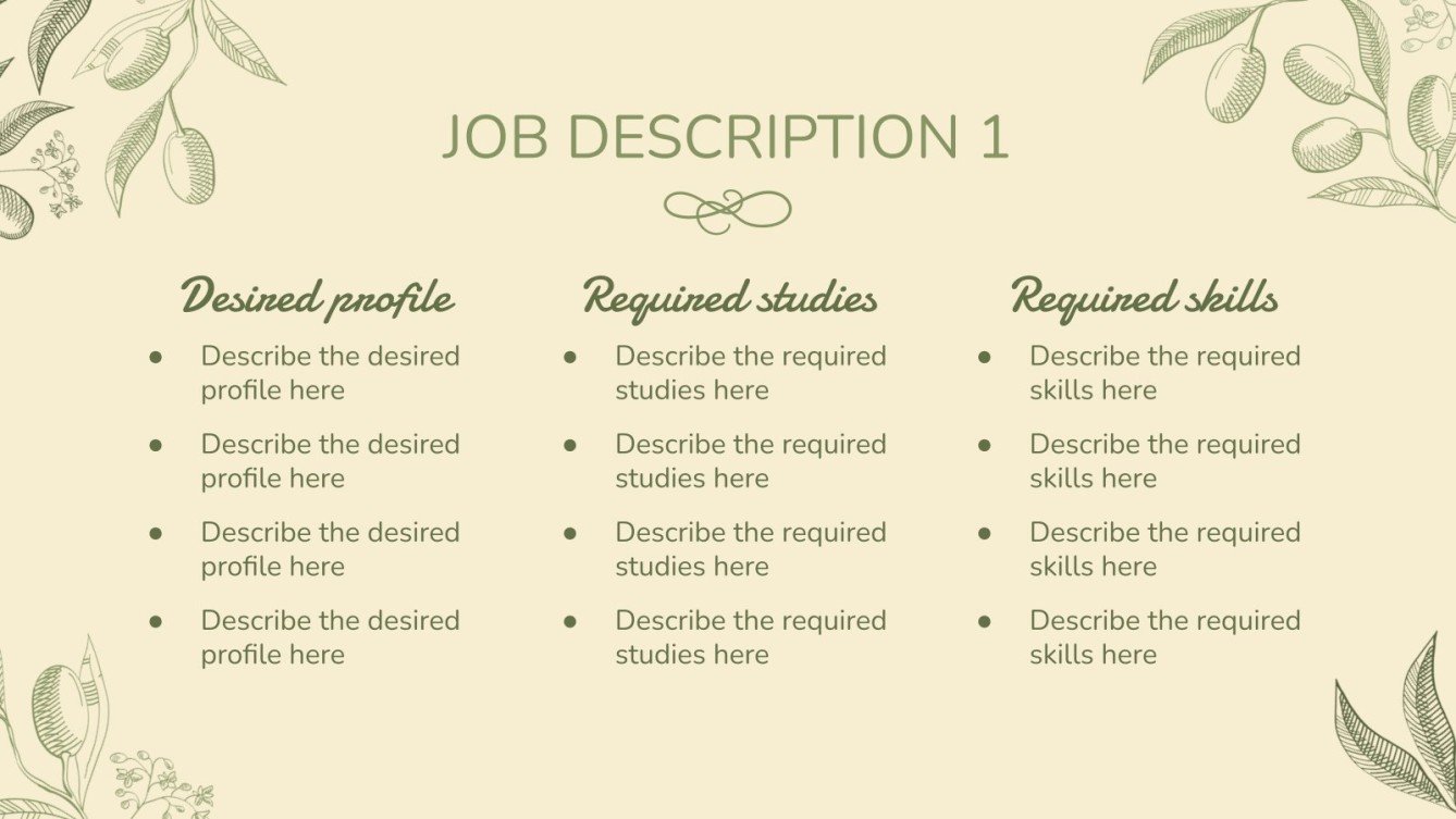 Olive Harvest Seasonal Worker Job Description Google Slides