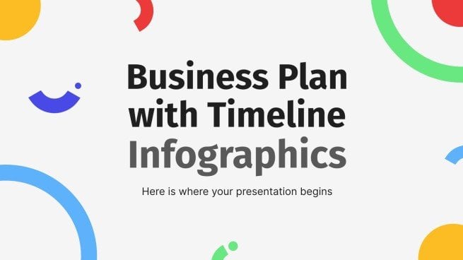 Modelo de apresentação Plano de negócios com infográficos de linha do tempo