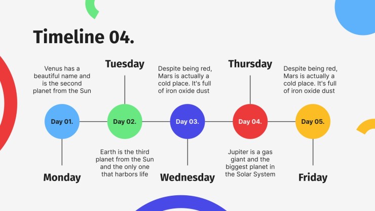 Modelo de apresentação Plano de negócios com infográficos de linha do tempo