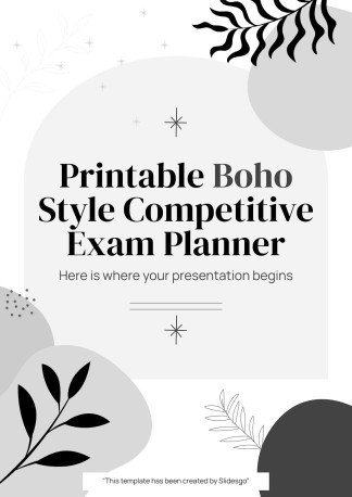 Plantilla de presentación Planificador de oposiciones imprimible en estilo boho