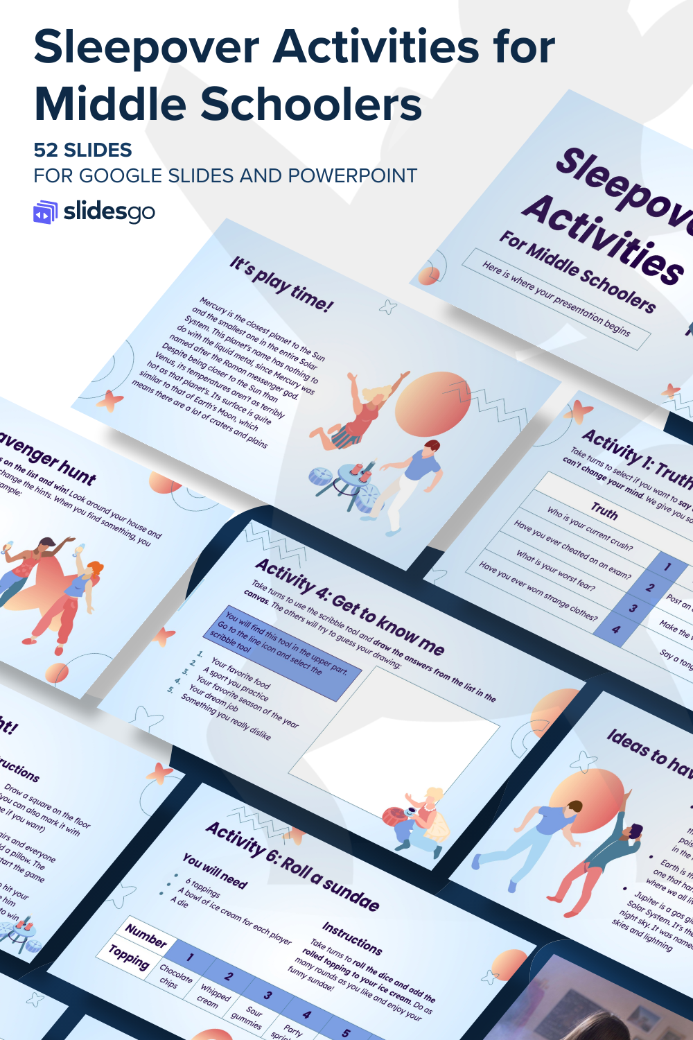 Sleepover Activities for Middle Schoolers Google Slides