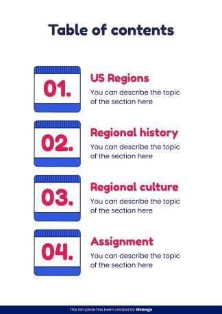 US Regions Printable Learning presentation template 