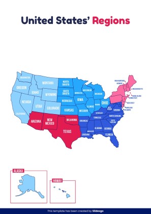 US Regions Printable Learning presentation template 