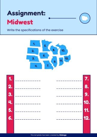 US Regions Printable Learning presentation template 