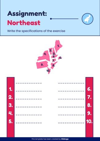 US Regions Printable Learning presentation template 
