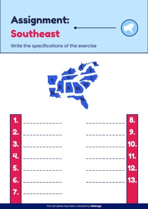 US Regions Printable Learning presentation template 