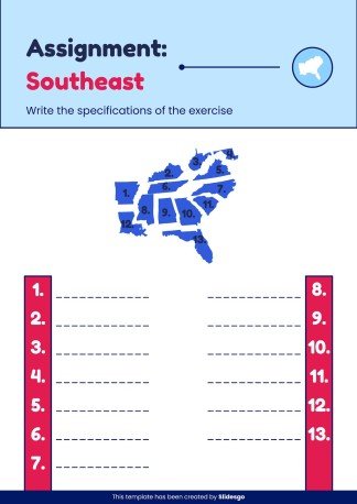 US Regions Printable Learning presentation template 