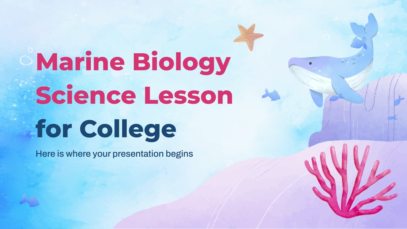 Marine Biology Science Lesson for College presentation template 