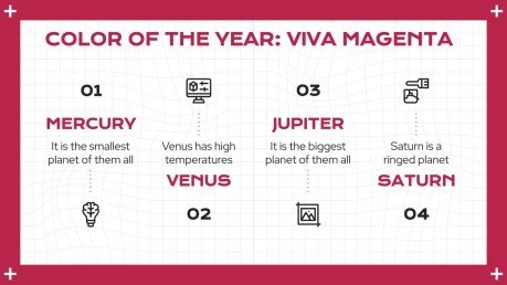 Modelo de apresentação Infográficos para a cor do ano 2023: Viva Magenta - Minitema com fotos