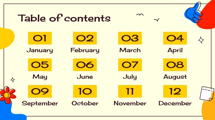 Doodle Yearly Planner presentation template 