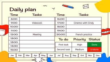 Doodle Yearly Planner presentation template 