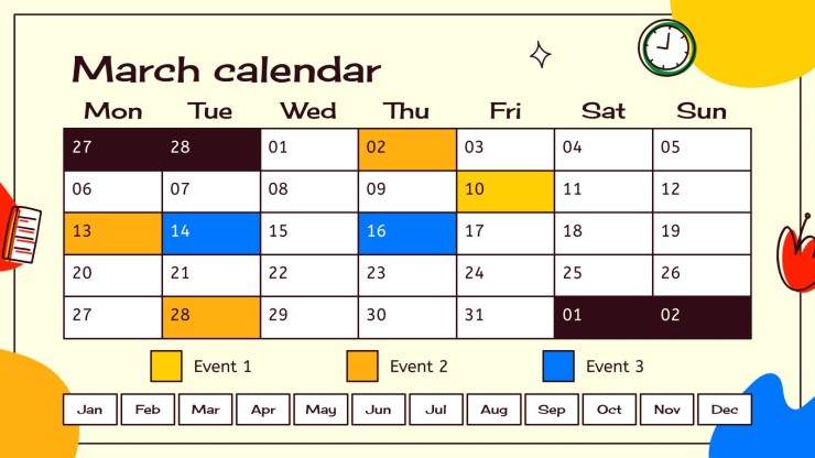 Doodle Yearly Planner presentation template 