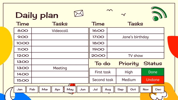 Doodle Yearly Planner presentation template 