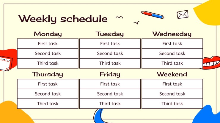 Doodle Yearly Planner presentation template 