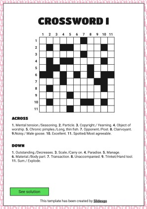 고급 크로스워드 퍼즐 프레젠테이션 템플릿