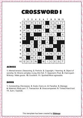 고급 크로스워드 퍼즐 프레젠테이션 템플릿