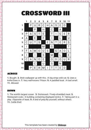 고급 크로스워드 퍼즐 프레젠테이션 템플릿