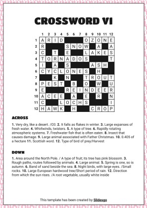 고급 크로스워드 퍼즐 프레젠테이션 템플릿