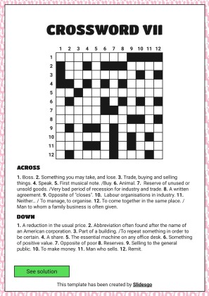 고급 크로스워드 퍼즐 프레젠테이션 템플릿