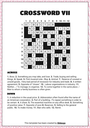 고급 크로스워드 퍼즐 프레젠테이션 템플릿