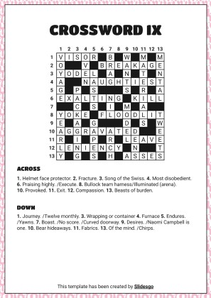 고급 크로스워드 퍼즐 프레젠테이션 템플릿
