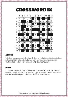 고급 크로스워드 퍼즐 프레젠테이션 템플릿