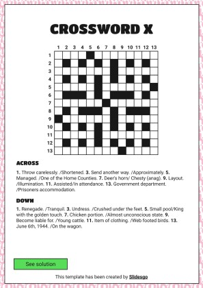 고급 크로스워드 퍼즐 프레젠테이션 템플릿