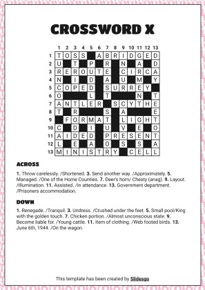 고급 크로스워드 퍼즐 프레젠테이션 템플릿