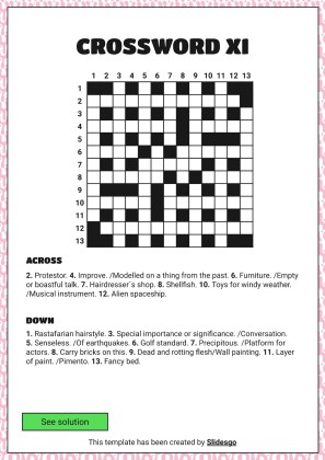 고급 크로스워드 퍼즐 프레젠테이션 템플릿