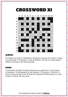 고급 크로스워드 퍼즐 프레젠테이션 템플릿