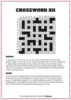 고급 크로스워드 퍼즐 프레젠테이션 템플릿