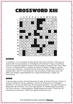 고급 크로스워드 퍼즐 프레젠테이션 템플릿
