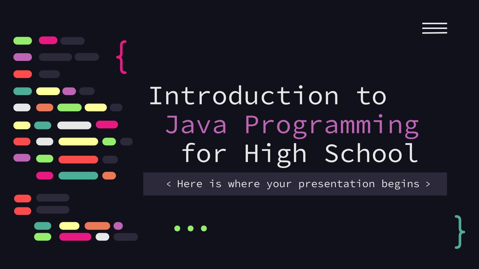 Introduction to Java Programming for High School presentation template 