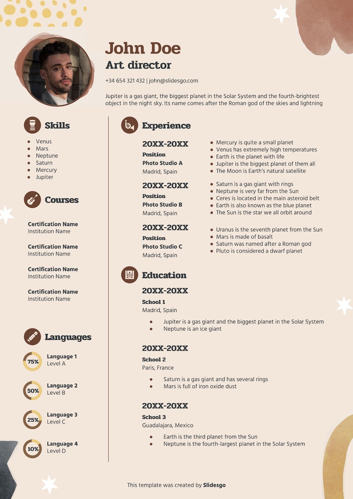Bohemian Resume Google Slides & PowerPoint template