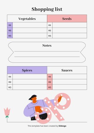 Thème de liste de courses numérique mignon Modèles de présentation