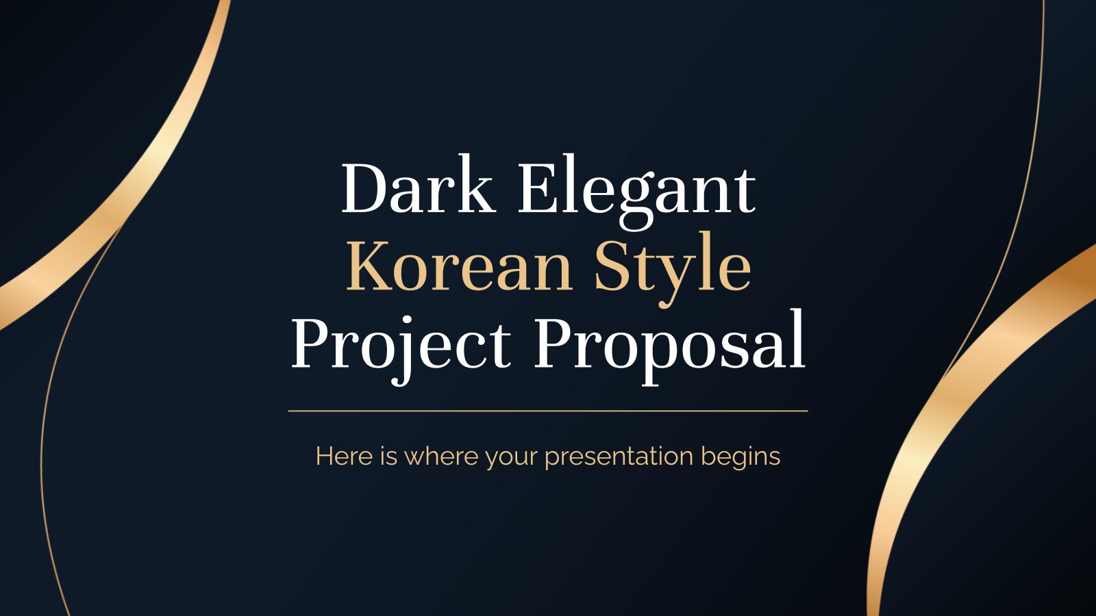 Dunkles elegantes Projekt im koreanischen Stil Präsentationsvorlage