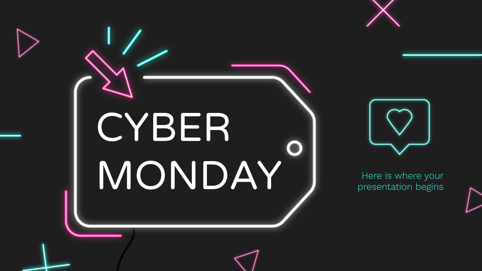 Neon Cyber Monday presentation template 