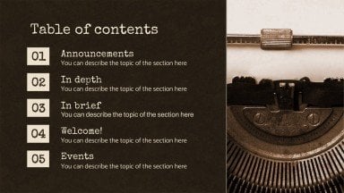 Vintage Typewriter Style Newsletter presentation template 