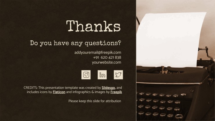 Vintage Typewriter Style Newsletter presentation template 