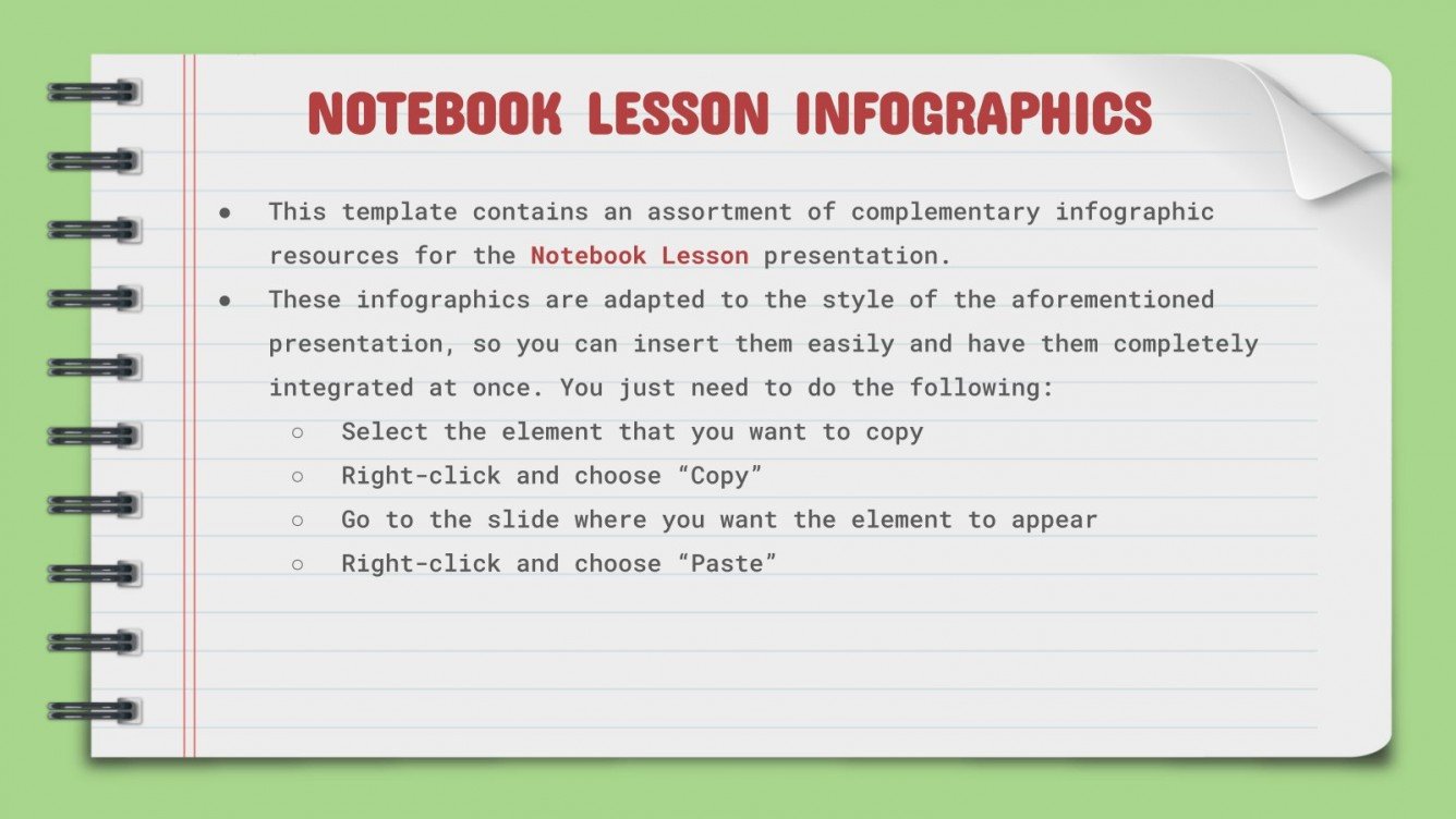 Notebook Lesson Infographics Google Slides and PPT template