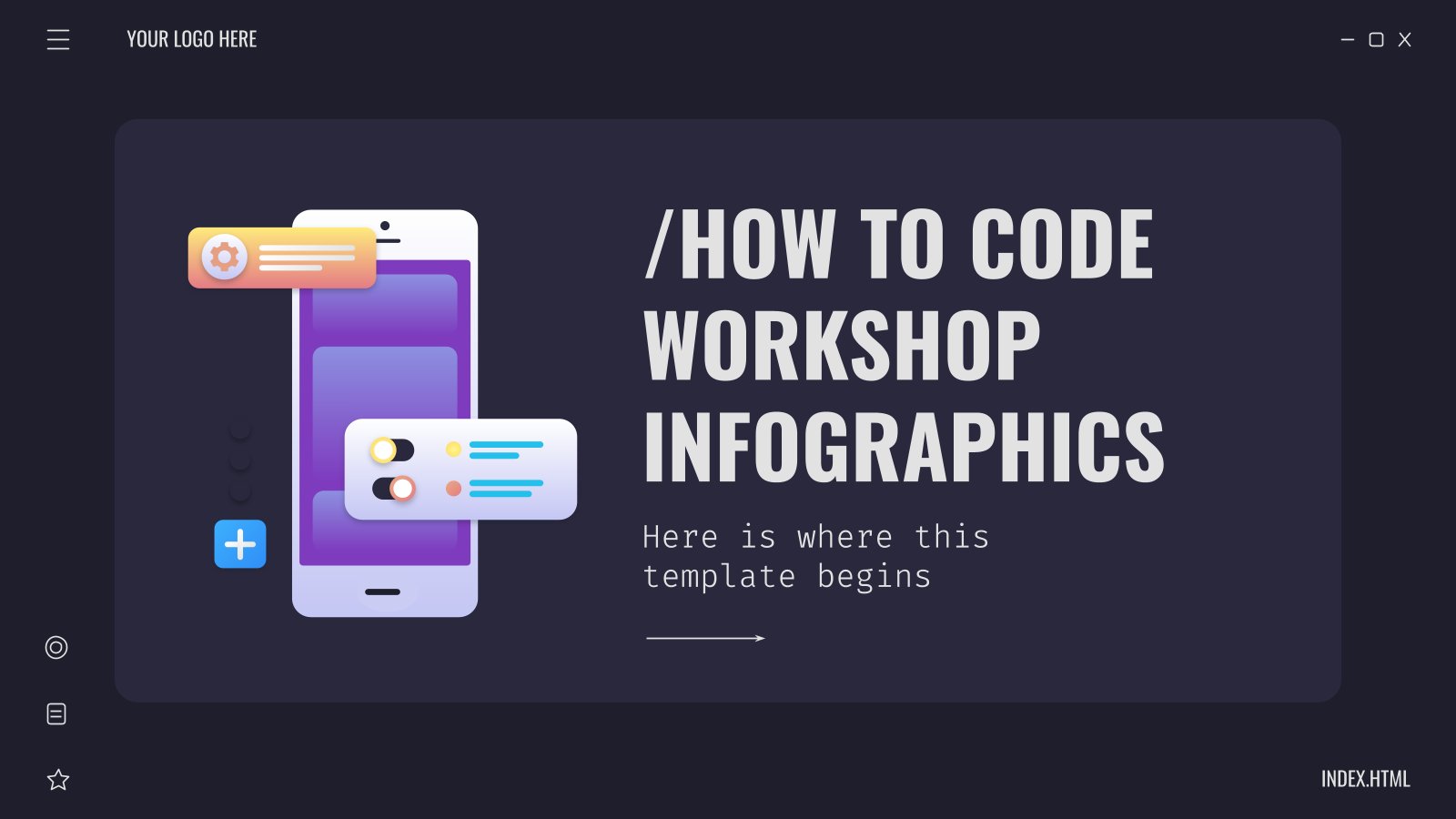 Modelo de apresentação Infográficos para oficina sobre como programar