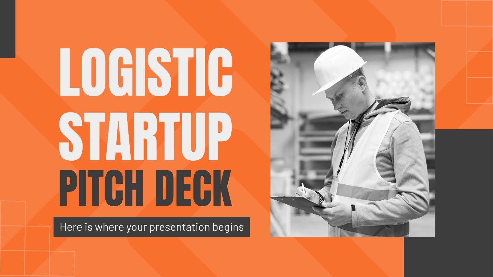 Modelo de apresentação Pitch deck para startup de logística
